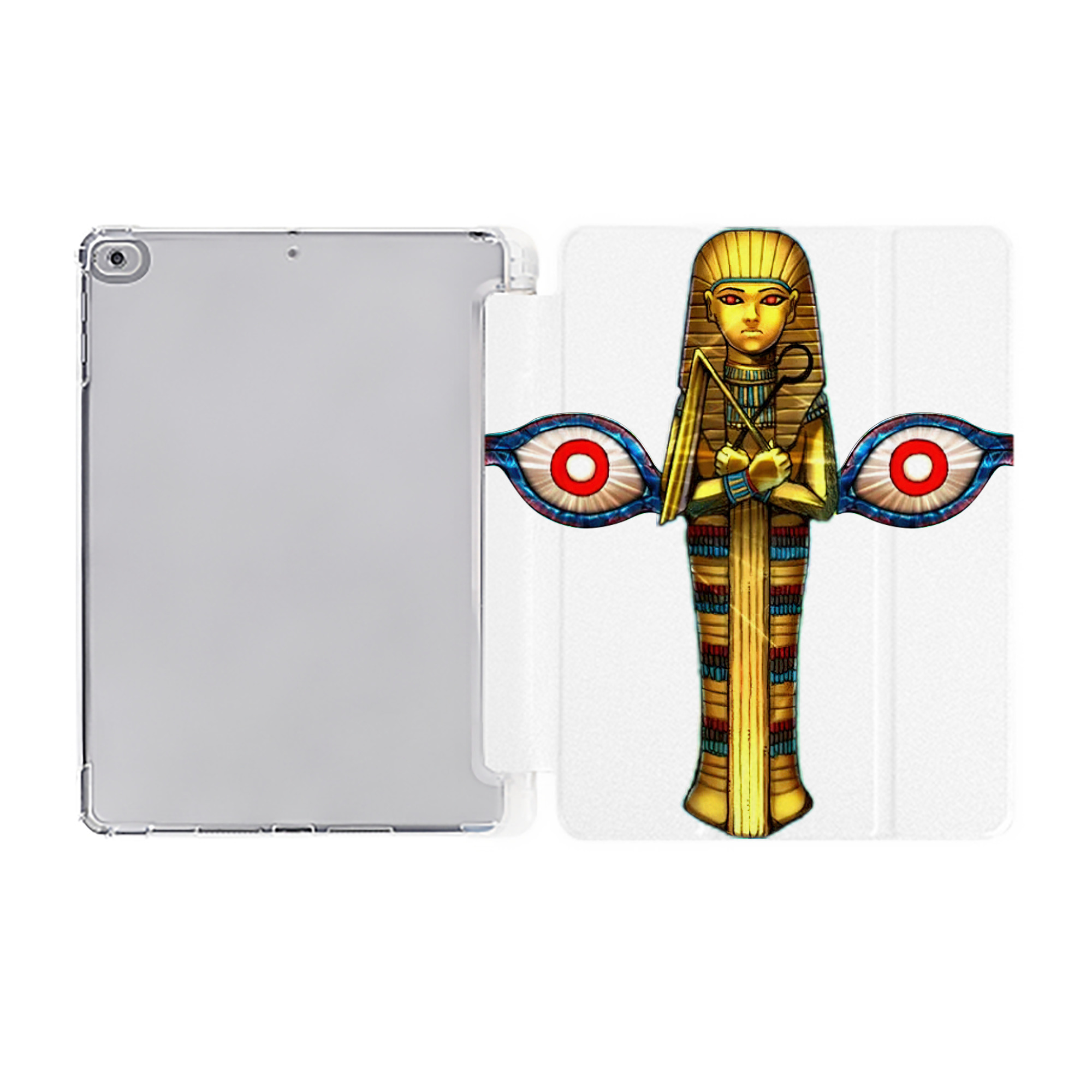 （画像用） 遊☆戯☆王 Yu-Gi-Oh! IPad ケース ペン収納付き 三つ折りスタンド PUレザー×シリコン 対応機種9.5/10.5/10.9インチ